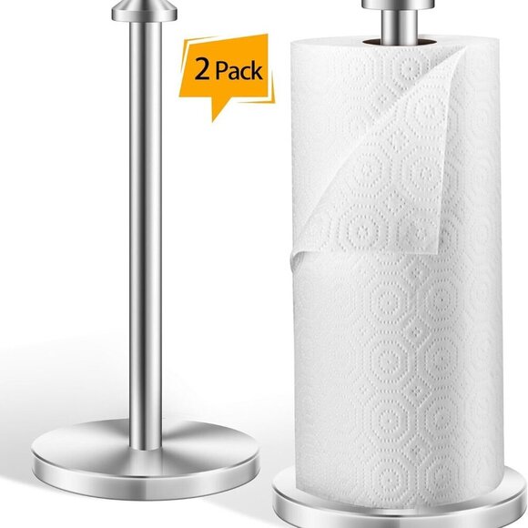 2 Pack Stainless Steel Paper Towel Holder,Paper Towel Holder Countertop,Standing - Picture 1 of 7